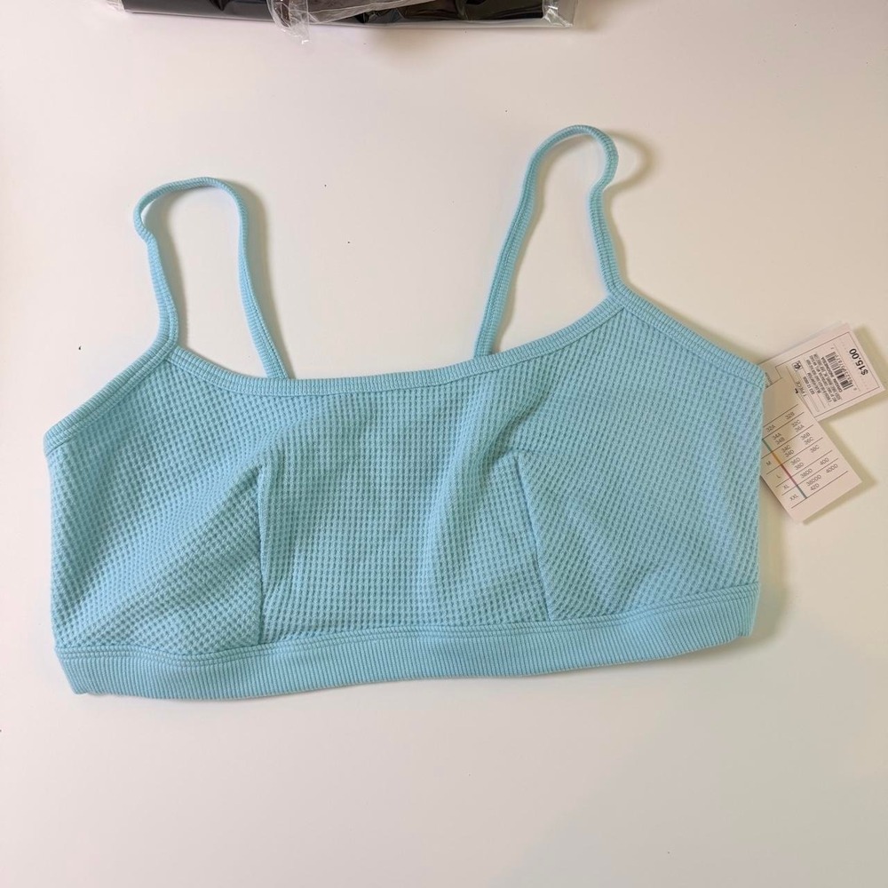 Auden Wireless Knit Waffle Pullover Bralette Bra Stretch Blue Large - Picture 4 of 5